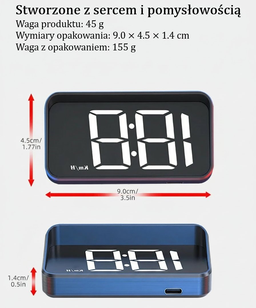 Uniwersalny Prędkościomierz Samochodowy (Head-Up) z GPS