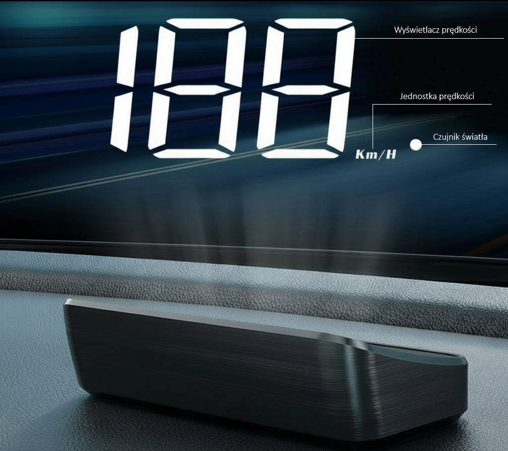 Uniwersalny Prędkościomierz Samochodowy (Head-Up) z GPS