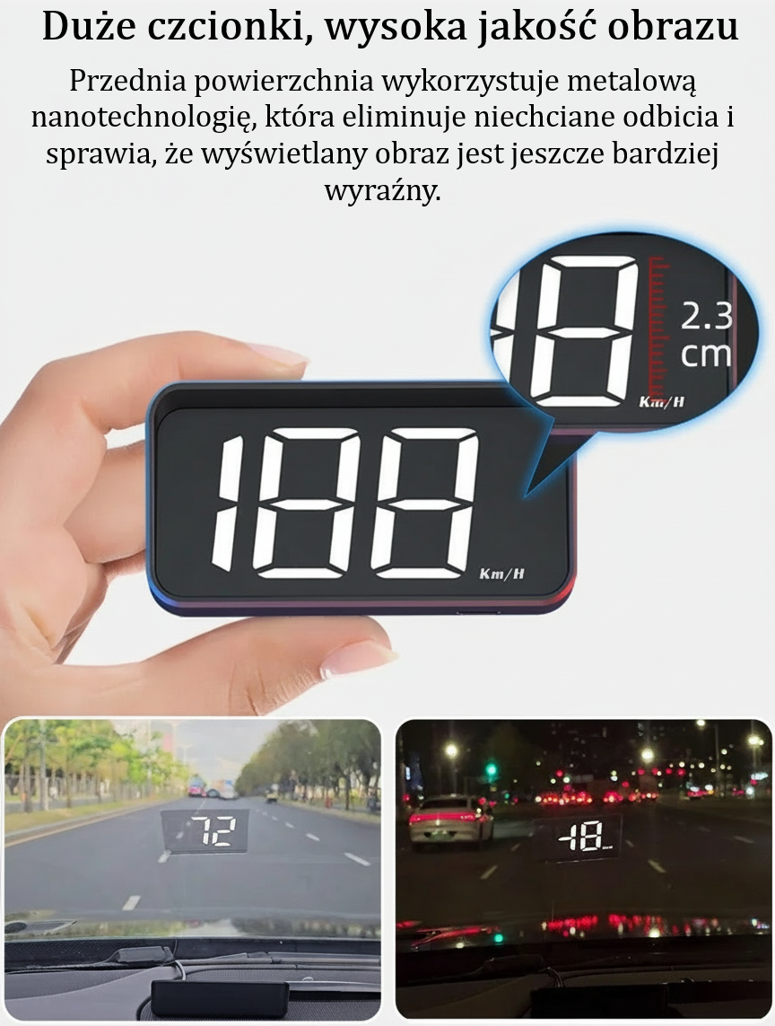 Uniwersalny Prędkościomierz Samochodowy (Head-Up) z GPS